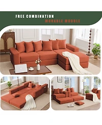 Streamdale Furniture Convertible Corduroy Sectional Sofa with Pillows