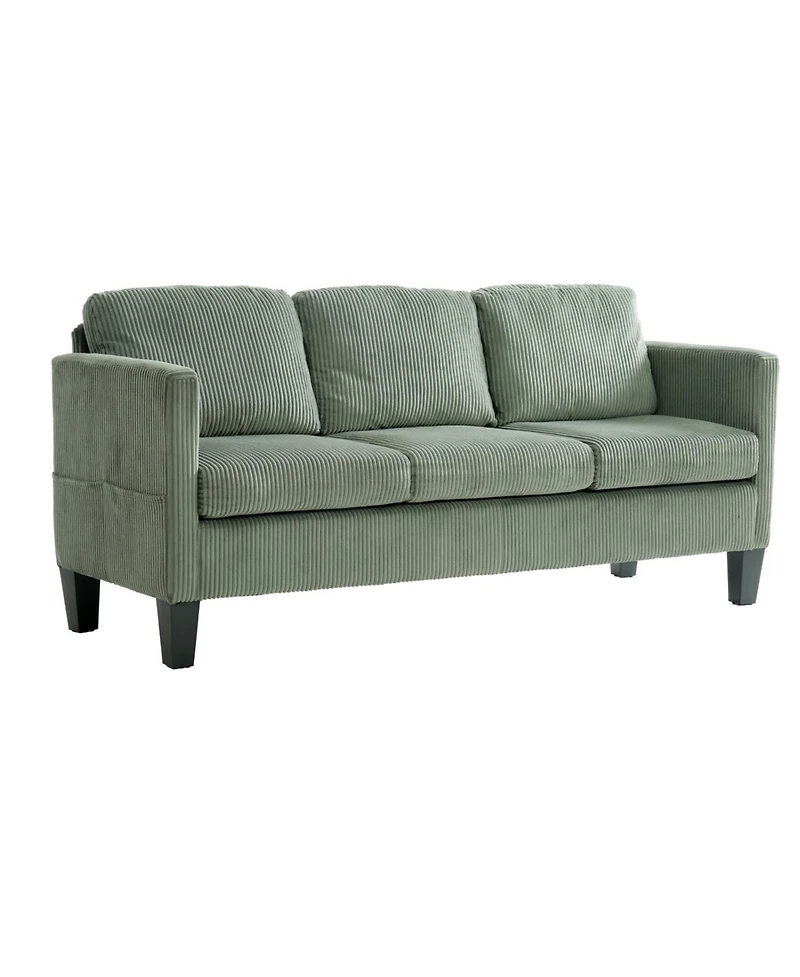 Streamdale FurnitureL-Shaped Corduroy Sofa- Modern Design, Easy Assembly - Olive Green
