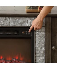 Streamdale Furniture 58" Tv Stand with Fireplace, 2-Door Storage, Grey Media Console