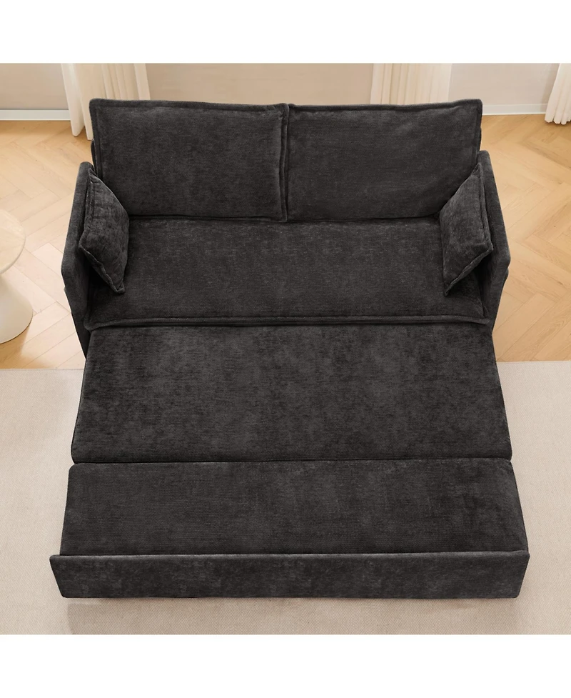 Streamdale Furniture 59.5" Chenille Sleeper Sofa Bed w/ Storage & Usb Charging