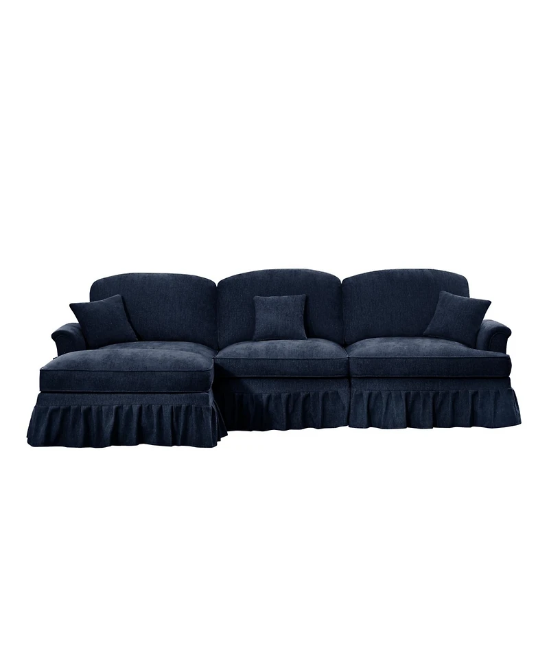 Streamdale Furniture Mid Century Modular Sectional Sofa, Chenille, Ottoman, Blue