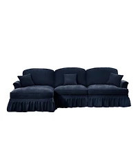 Streamdale Furniture Mid Century Modular Sectional Sofa, Chenille, Ottoman, Blue