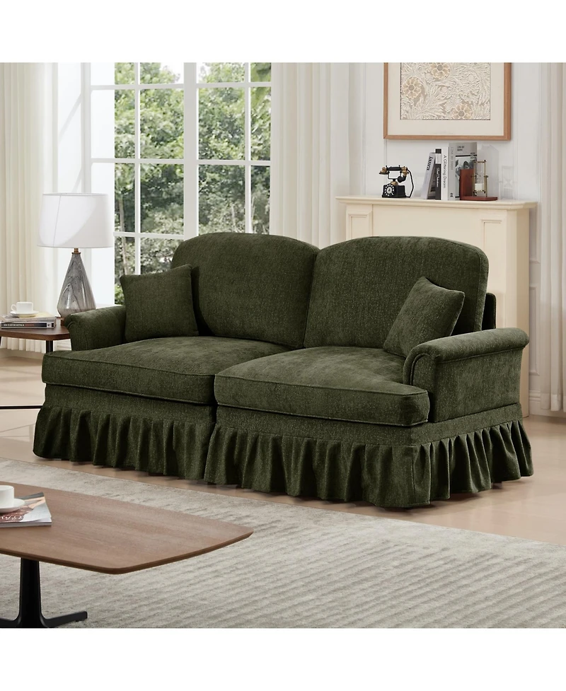 Streamdale Furniture Mid Century Chenille Loveseat Sofa with Flared Arms