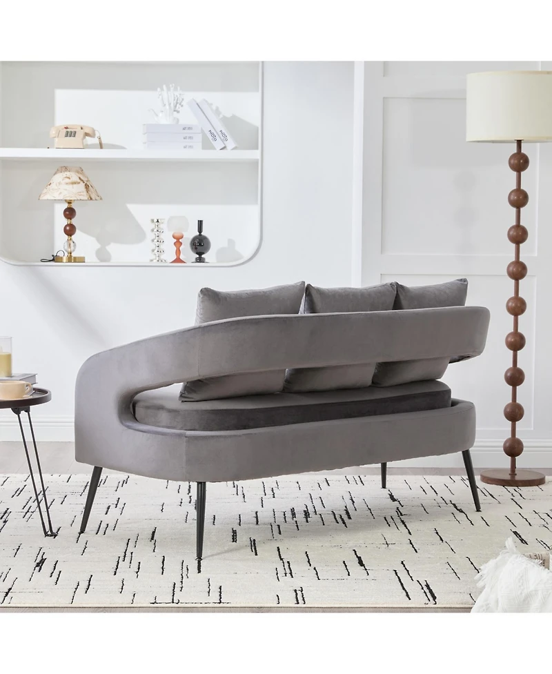 Streamdale Furniture Velvet Loveseat Settee with Pillows - Small Sofa for Small Spaces