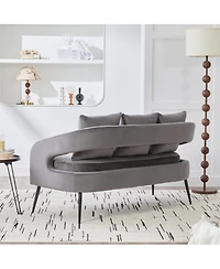 Streamdale Furniture Velvet Loveseat Settee with Pillows - Small Sofa for Small Spaces