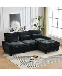 Streamdale Furniture 99" Cloud Sectional Sofa, Chenille L-Shape Couch with Ottoman
