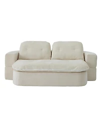 Streamdale Furniture Convertible Chenille Floor Sofa Bed with Pillows & Quilt