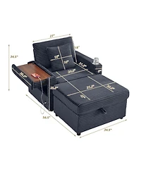 Streamdale Furniture Fluffy Corduroy Lazy Sofa w/ Ottoman