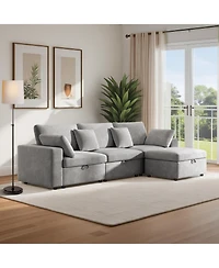 Streamdale Furniture + Oversized Sectional with Ottoman + Velvet + Removable Pillows + Sofa