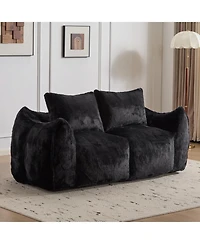 Streamdale Furniture Giant Black Bean Bag Couch - Fluffy Loveseat Sofa