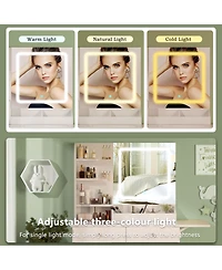 Streamdale Furniture Vanity Desk with Lighted Mirror, Usb Power, Drawers & Cabinet (White)