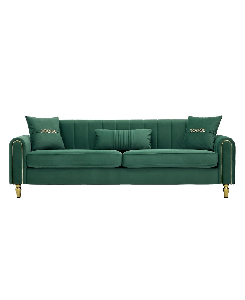 Streamdale Furniture Modern Plush 3-Seater Sofa with Pillows & Metal Legs