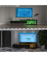 Streamdale Tv Console with Storage Extendable Led Tv Stand Modern Entertainment Center Black