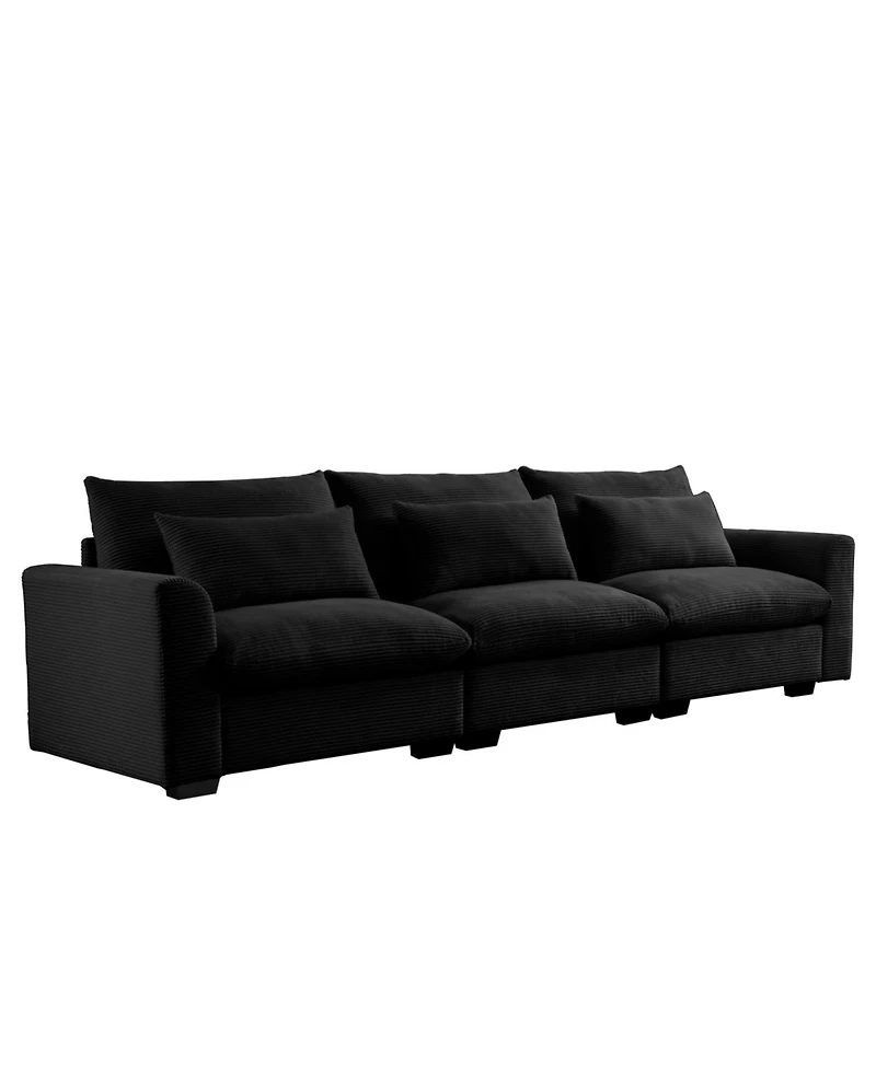 Streamdale Furniture 3 Seater Deep Seat Couch for Living Room, Wide & Deep Comfy Sofa w/ 3 Pillows, Black