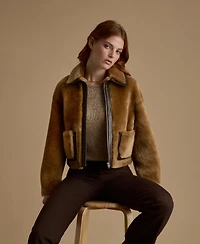 Furniq Uk Women's Cropped Shearling Jacket