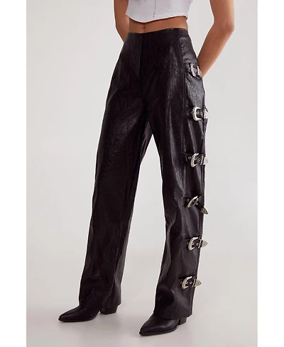 Nasty Gal Women's Faux Leather Buckle Detail Pants