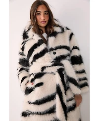 Nasty Gal Women's Faux Fur Collared Longline Coat