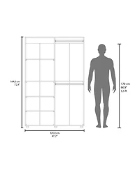 Fm Furniture Ollie 2-Door Wardrobe with Open Storage,White