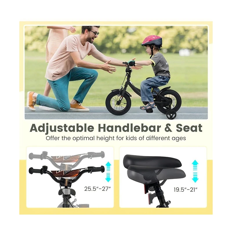 Hongge Kids Adjustable Training Bicycle with Dual Brakes and All Terrain Tires