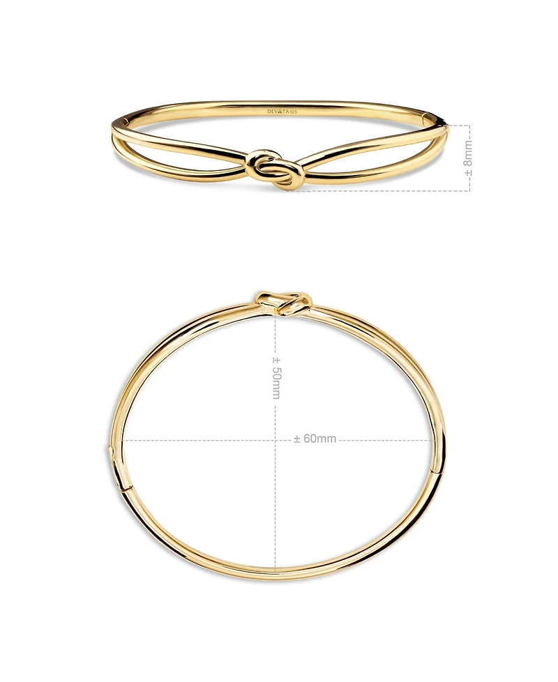 Devata Love Knot Bangle Bracelet in Gold Plated Sterling Silver