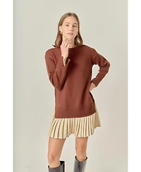 English Factory Women's Mixed Media Pleated Mini Dress