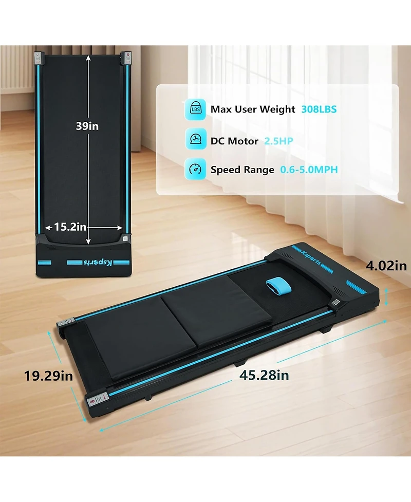 Ksports Under Desk Walking Pad Classic Treadmill with Wheels and Remote, 2.5 Hp