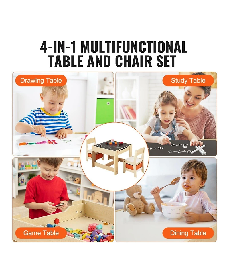 Slickblue Kids Table and Chair Set Wooden Activity Table with Storage Boxes for Art and Craft
