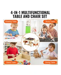 Slickblue Kids Table and Chair Set Wooden Activity Table with Storage Boxes for Art and Craft
