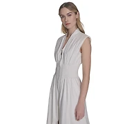 Vince Camuto Women's Smock Waist Front Zip Midi Dress