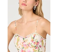 Astr the Label Women's Sweetheart Neck Floral A-Line Tiered Midi Dress