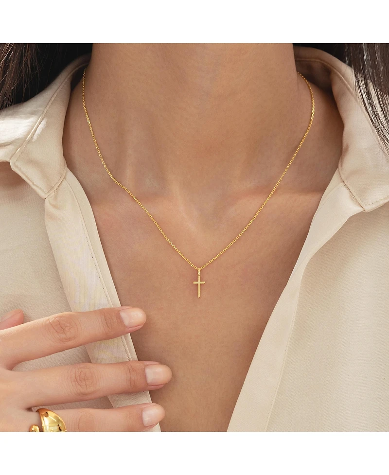 Bearfruit Jewelry 14k Gold Plated Marielle Mini Cross Necklace Holiday Gift Idea.