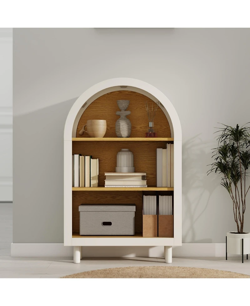Casainc Arched 3-Tier Storage Cabinet Small Bookcase with 3 Shelves