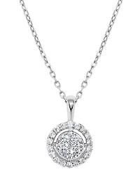Macy's Diamond Cluster Pendant Necklace (1/4 ct. t.w.) in 14k White Gold
