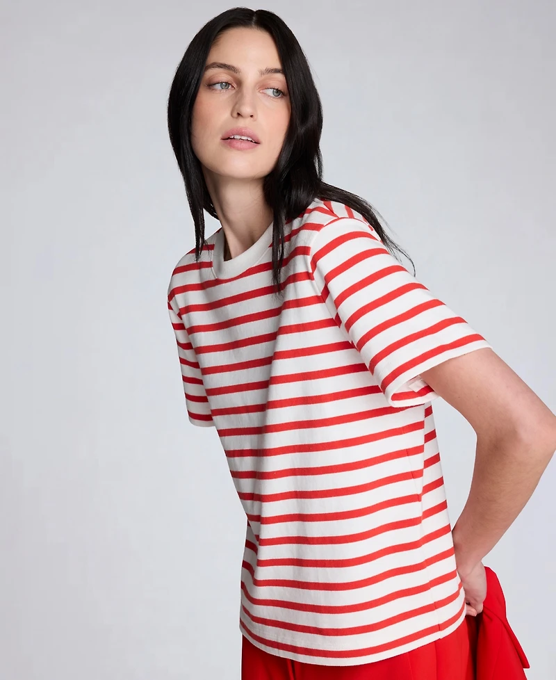 Kenneth Cole Women's Striped Crewneck T-Shirt