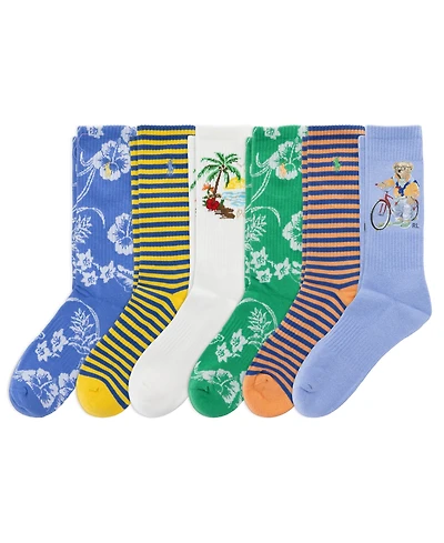 Polo Ralph Lauren Men's Printed Crew Socks, 6-Pack