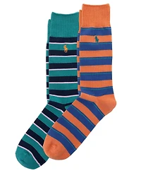 Polo Ralph Lauren Men's Multi Stripe Crew Socks, 2-Pack