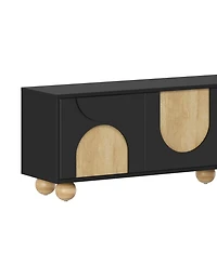 Streamdale Farmhouse Tv Stand for 75" TVs, Cream Media Console, Black, 69.6"W