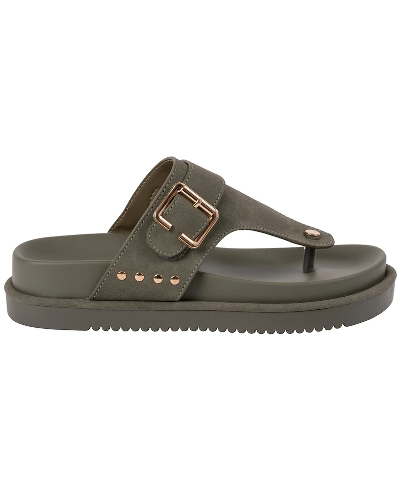 Gc Shoes Women's Buckle Detail Slip-On Flat Sandals