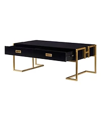 Streamdale Furniture Modern Rectangular Coffee Table with 4 Drawers and Gold Base 47.3"