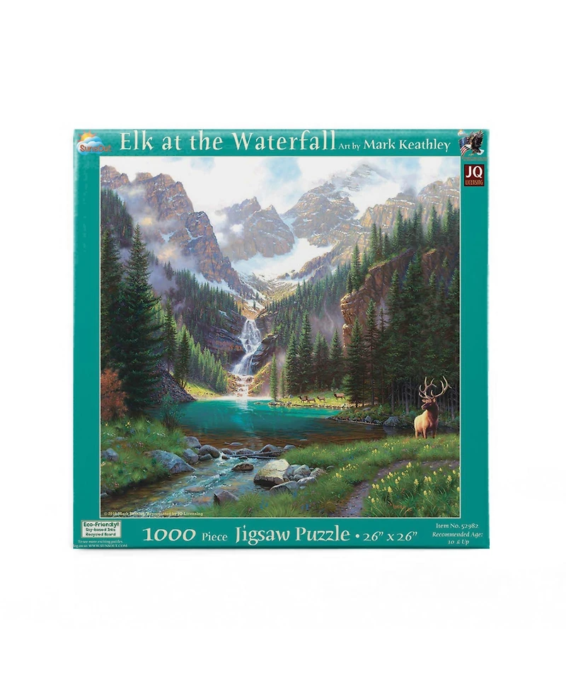 SunsOut Elk at the Waterfall 1000 piece Jigsaw Puzzle for Adults