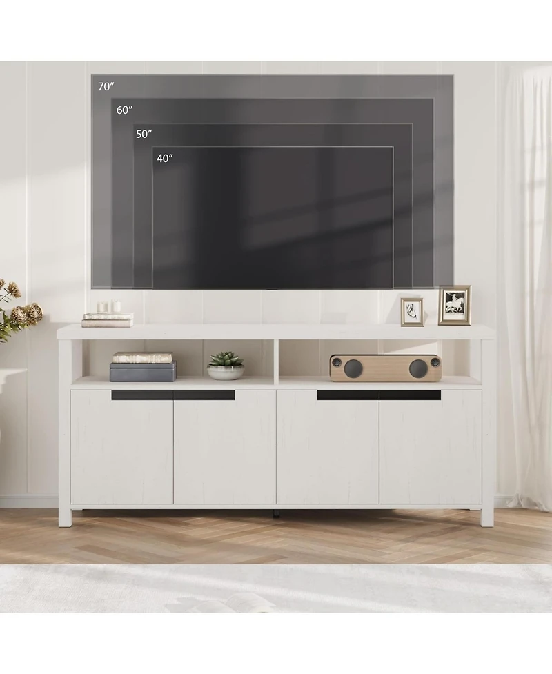 gaomon 63" Tall Entertainment Center with Storage and Open Shelf Farmhouse Tv Stand