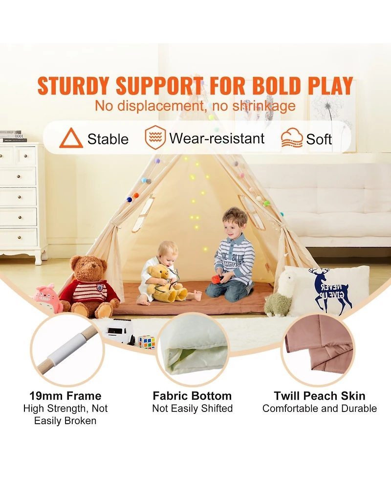 Kids Play Tent with Durable Frame Soft Mat and Decorative Accessories