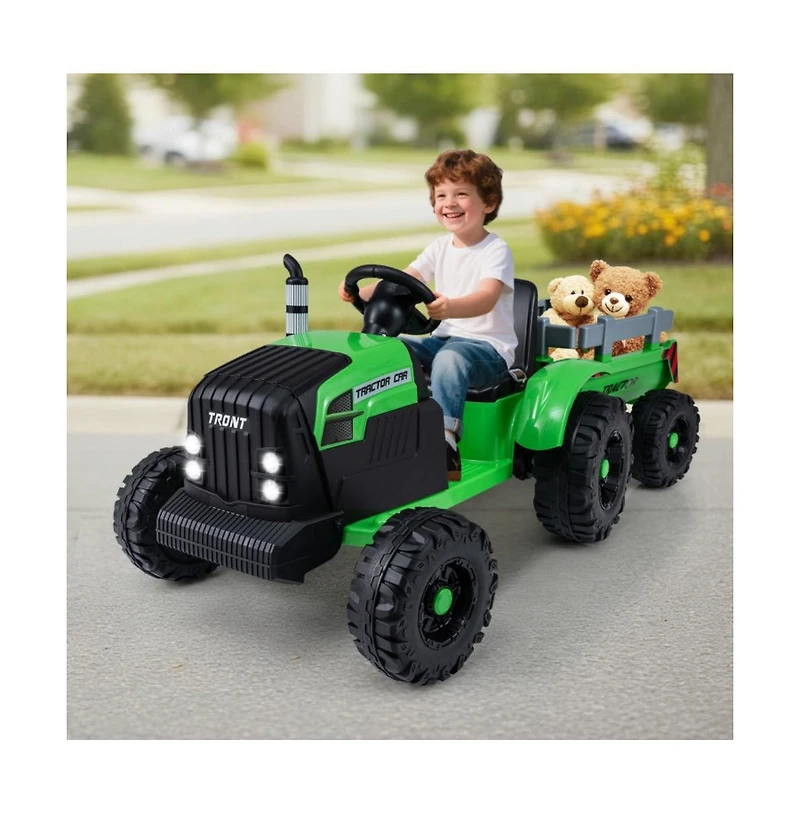Kids 24V Ride On Tractor with Detachable Trailer Remote Control and Safety Features