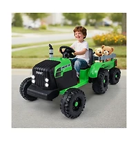 Kids 24V Ride On Tractor with Detachable Trailer Remote Control and Safety Features