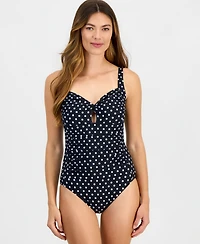 Island Escape Women's Twist-Front Keyhole One-Piece Swimsuit, Macy's Exclusive