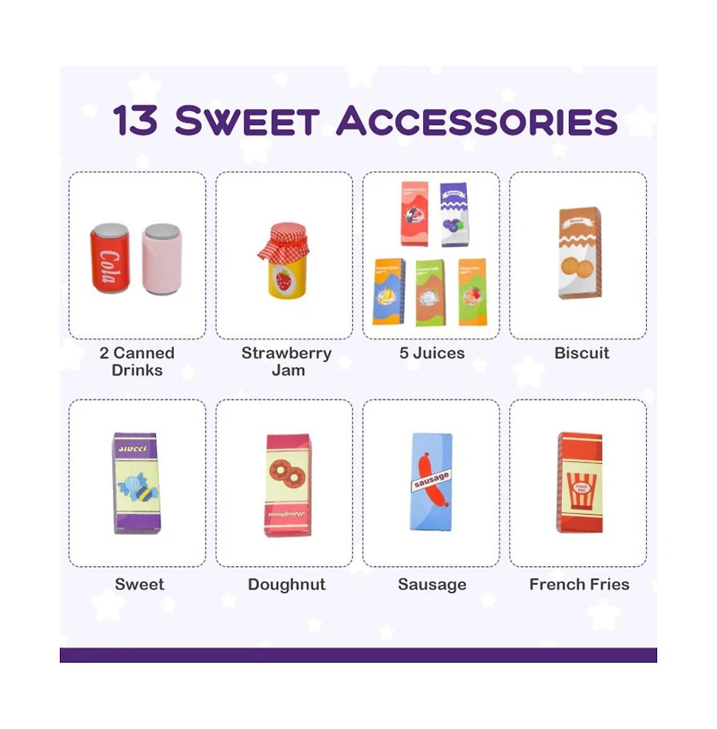 Hongge Kids Wooden Supermarket Play Set with Checkout Counter