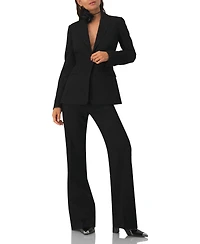 Ivonne Women's Blazer with Pockets and Floral Accessory