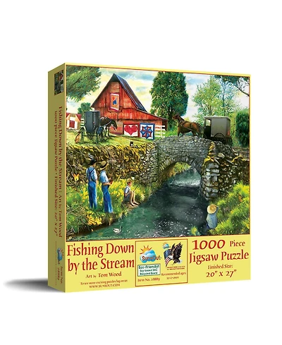 SunsOut Fishing Down by the Stream 1000 piece Jigsaw Puzzle for Adults