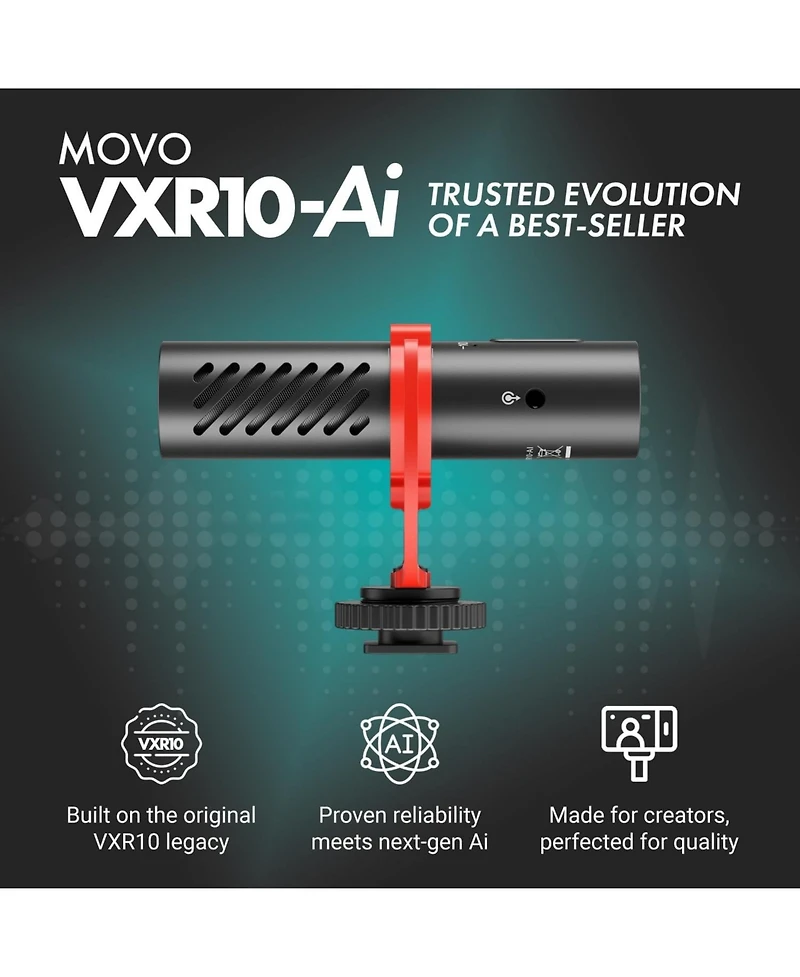 Movo VXR10-ai Shotgun Microphone with Ai Noise Cancellation for Cameras, Smartphones, Computers