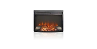 Flynama inch electric fireplace insert, ultra thin heater with log set & realistic flame, remote control with timer